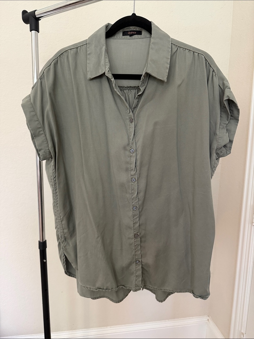 Quince Vintage Wash Tencel Camp Shirt, Olive, L
